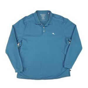 Tommy Bahama Island Zone Supima Cotton Polo Shirt Mens XL Blue Hawaiian Aloha‎